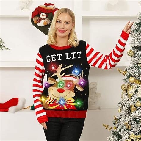 Niyps Unisex Ugly Holiday Led Christmas Sweater 9 Colorful Lights