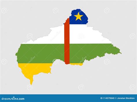 Central African Republic Map And Flag Over Map Stock Illustration