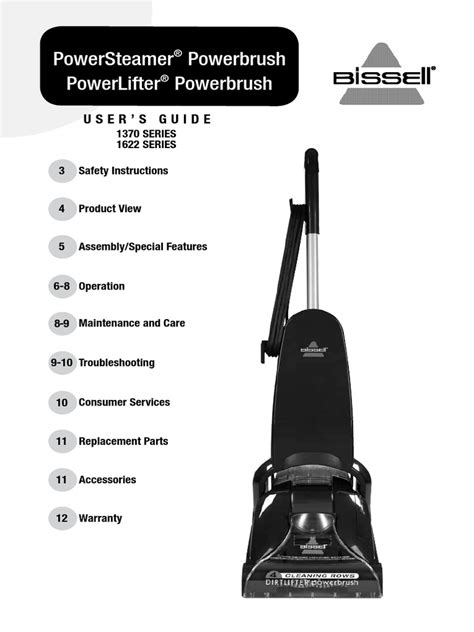 Bissell User Guide Powerlifter Powerbrush Carpet Cleaner 1622 1