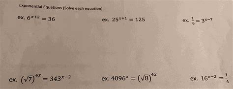 Solved Exponential Equations (Solve each | Chegg.com