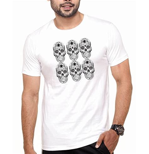 Sugar Skull Mens Black And White Cotton T Shirt Paul Slattery