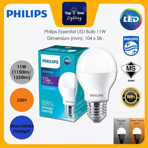 Sirim Philips Essential Led E Bulb W W W W W Energy Saving