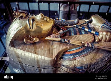 The sarcophagus (coffin) of the famed pharaoh Tutankhamun (King Tut) is ...