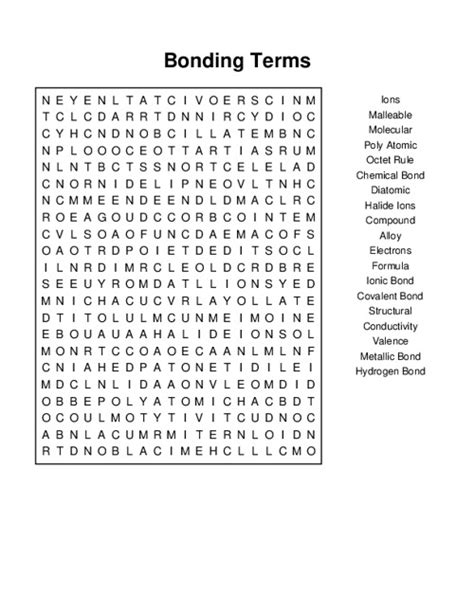 Bonding Terms Word Search