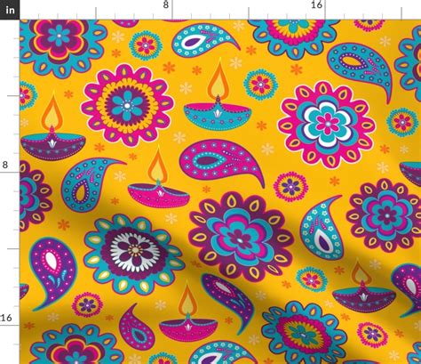 Diwali Print Rangoli Diya Paisley Fabric Spoonflower