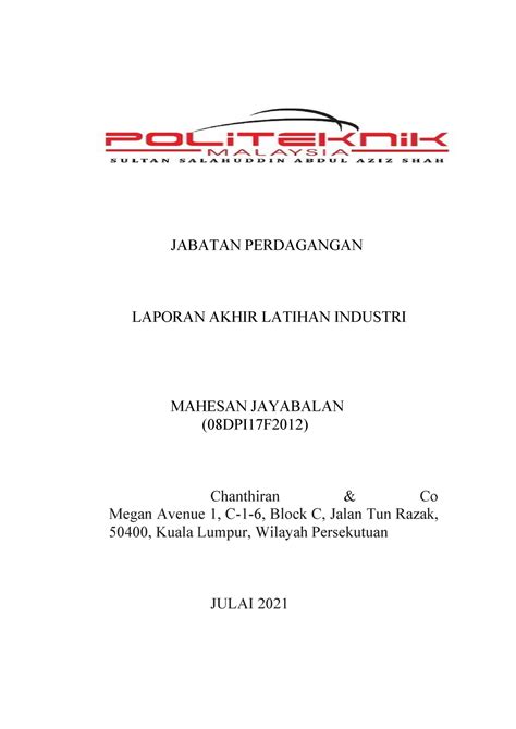 Contoh Laporan Akhir Latihan Industri Politeknik Yang Terbaik Riset