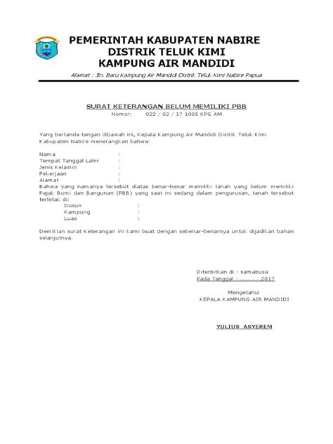 surat keterangan  pbb desa