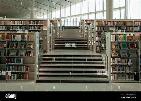 An interior view of the iconic Qatar National Library, Education City ...