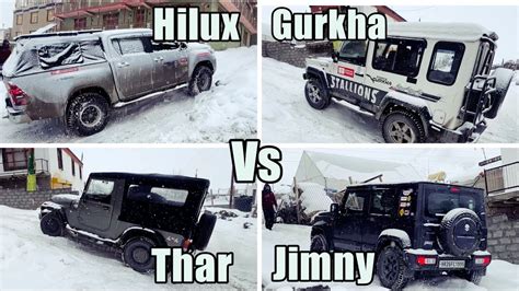 Hilux Vs Jimny Vs Gurkha Vs Old Thar Fight On Slippery Surface Storm