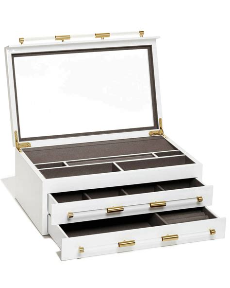 White Lacquer Jewelry Box With Acrylic Handles Size Options In 2021