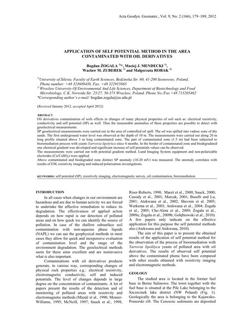 application   potential method   area contaminated