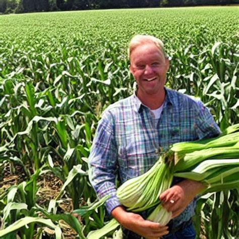 Proud Farmer Holding The World S Largest Corn Stable Diffusion