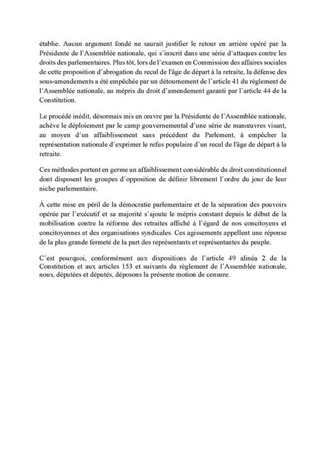 Assemblée nationale on Twitter Motion de censure déposée par