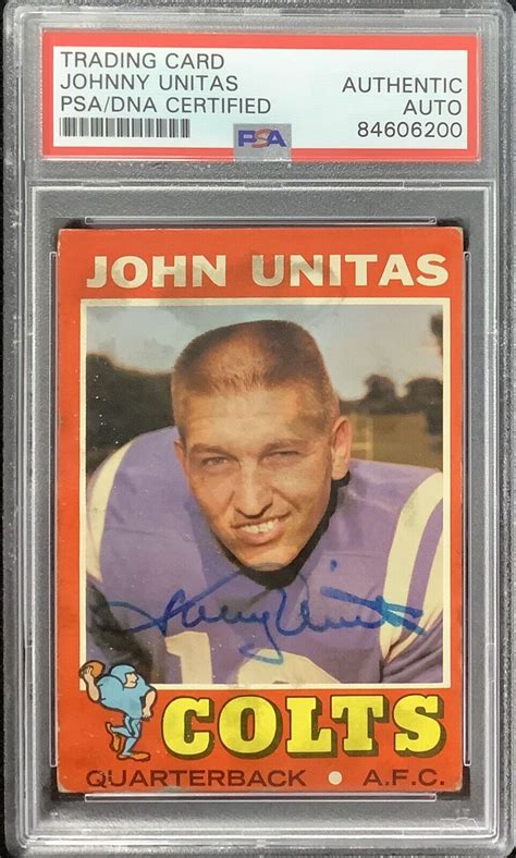 Johnny Unitas Signed 1971 Topps 1 Football Card Colts Hof Autograph