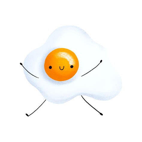 Character Happy Scrambled Egg With Bright Yellow Yolk With Arms And