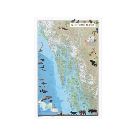 Wall Map of Southeast Alaska-inside Passage With Wildlife Paintings - Etsy