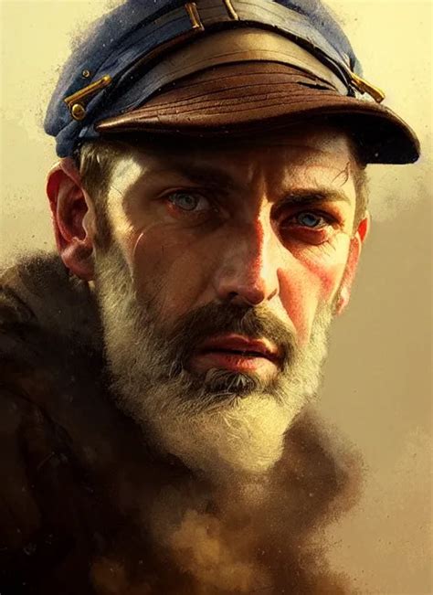 Portrait Of A Rugged Man Wearing A Sailors Cap Stable Diffusion