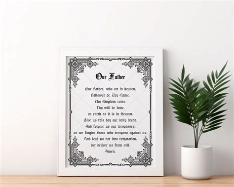 Our Father Printable Prayer Lord's Prayer Wall Art Christian Home Decor ...