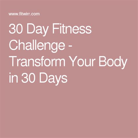 30 Day Fitness Challenge Transform Your Body In 30 Days Workout