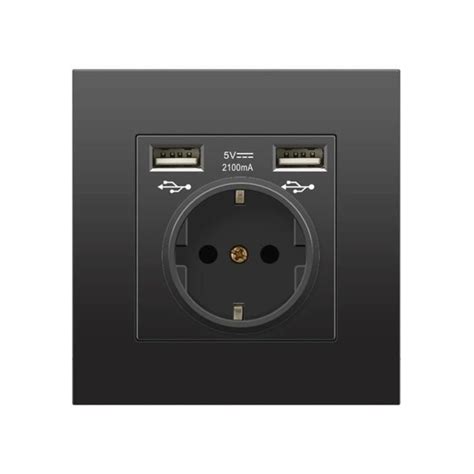 Gla Prise Schuko Avec Ports Usb Prise Murale Encastr E Contact De