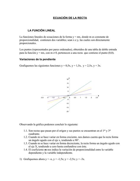 Ecuacion De La Recta Pdf