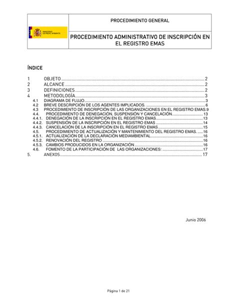 Procedimiento Administrativo De Inscripci N En El Registro Emas