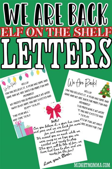 21 Free We Are Back Elf On The Shelf Arrival Letters Printables