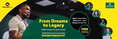 Book Tickets For Mancosa East Coast Radio Business Breakfast