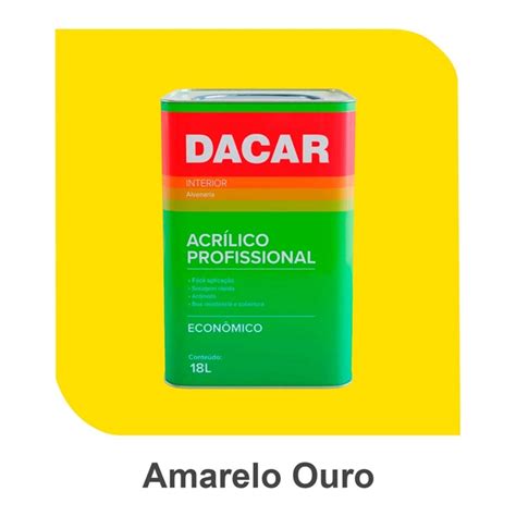 ACRILICO PROFISS 18L AMARELO OURO DACAR TINTA ACRILICA PROFISSIONAL