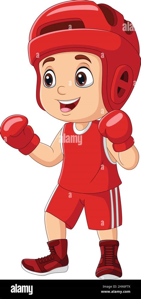 Cartoon little boy training boxing Stock Vector Image & Art - Alamy