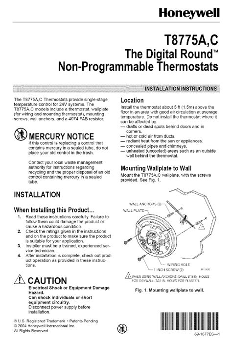 Honeywell Home Thermostat User Manual