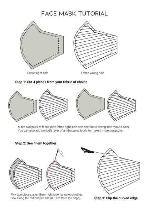 Printable Face Mask Sewing Pattern Pdf Svg Washable Reusable Fabric