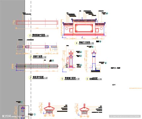 中式古典照壁设计图施工图纸环境设计设计图库昵图网