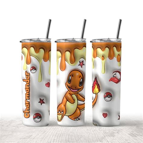 Pkm Charmander D Oz Skinny Tumbler Wrap Png Cartoon Anime Tumbler