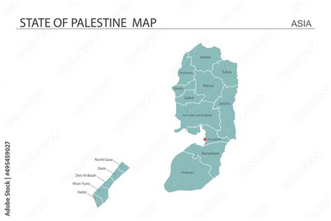 State of Palestine map vector illustration on white background. Map ...