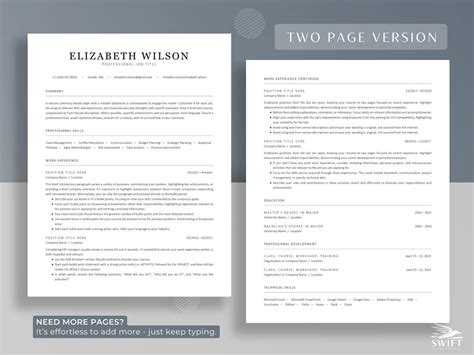 Simple Ats Approved Resume Template For Google Docs Word Two Page