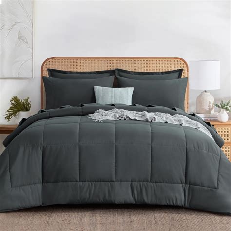 Ruikasi Full Bed Comforter Set With Sheets Pieces Dark Grey Full