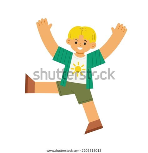 Boy Jumping On Background Vector Illustration Stock Vector Royalty