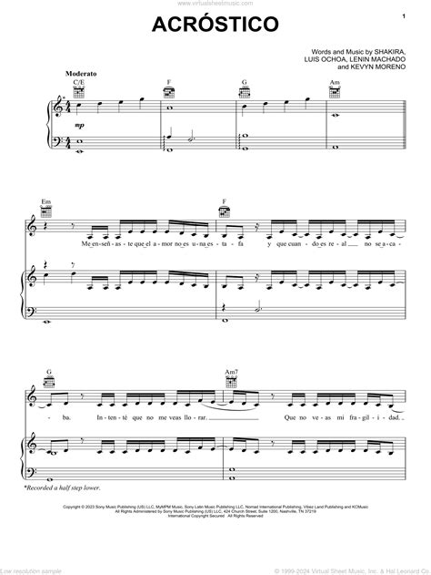 Acrostico Sheet Music For Voice Piano Or Guitar Pdf