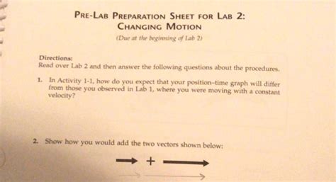 Solved PRE LAB PREPARATION SHEET FOR LAB 2 CHANGING MOTION Chegg