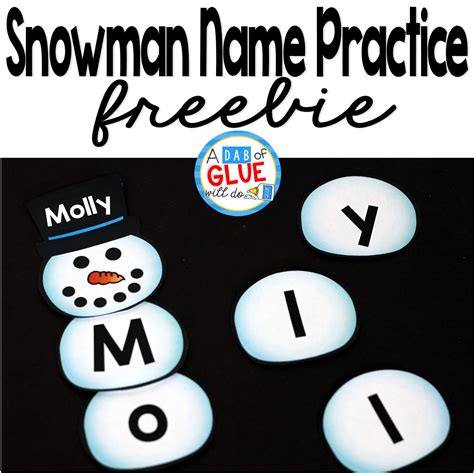 Snowman Names - Name Building Practice Printable