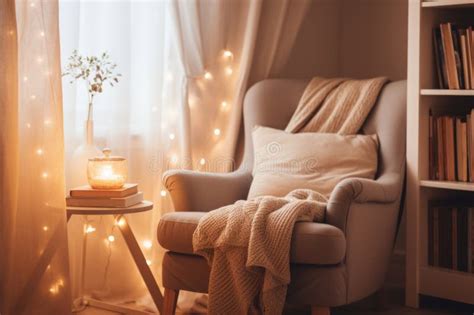 Reading Corner With A Comfortable Chair And A Stack Of Books Cozy