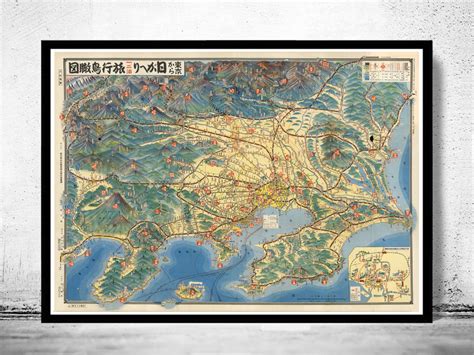 Old Map Of Tokyo Japan 1932 Vintage Map Vintage Maps And Prints