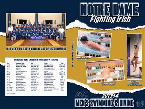 Notre Dame Men S Swimming Diving Media Guide By Chris Masters