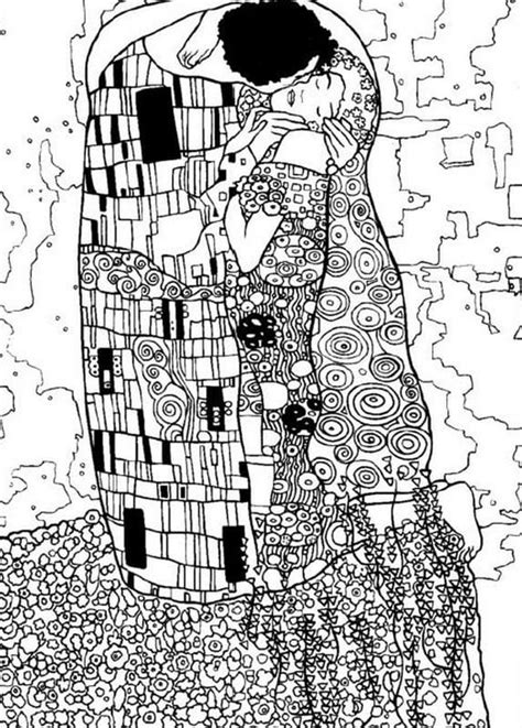 Coloriage Klimt Le Baiser T L Charger Et Imprimer Gratuit Sur