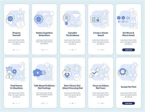 Premium Vector Adaptability Light Blue Onboarding Mobile App Screen Set