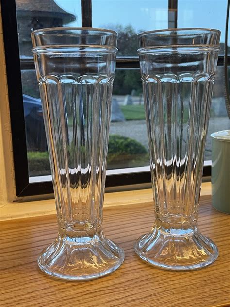 2 Vintage Knickerbocker Glory Glasses Tall Ice Cream Sundae Glasses EBay