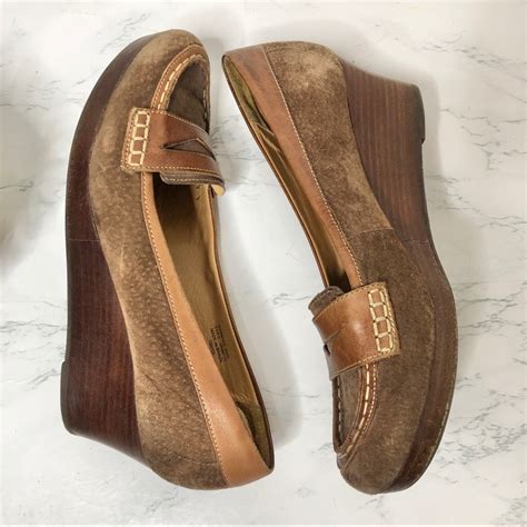 Llbean Suede And Leather Penny Loafer Wedge Gem