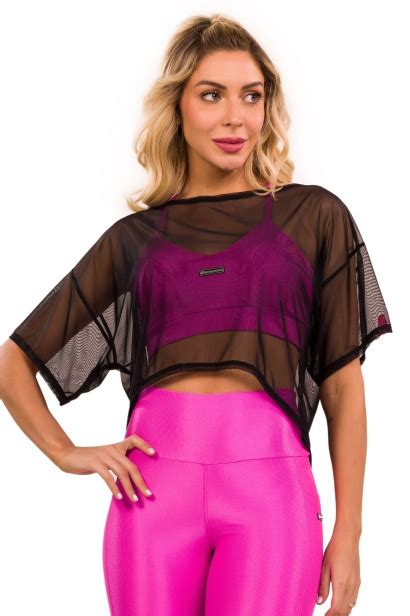 Cropped De Tule Laranja Tangerina Fita Emborrachada Donna Carioca