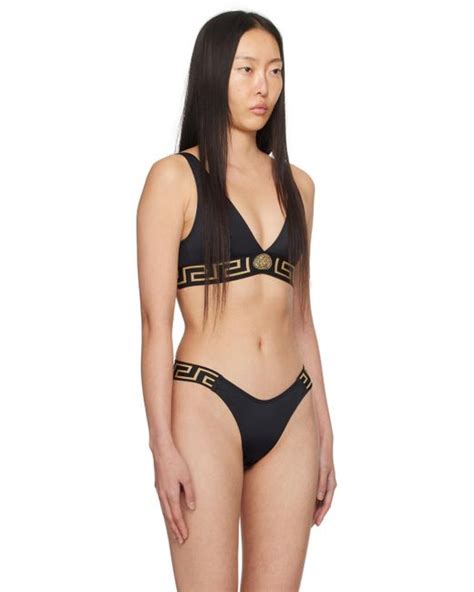 Versace Black Greca Border Bikini Top Lyst